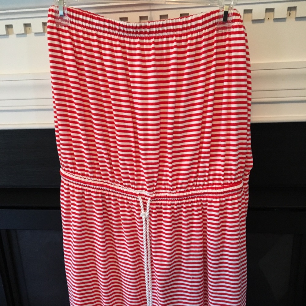 GAP Orange White Striped Strapless Dress XXL